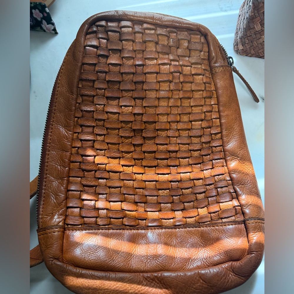 Vilenca Holland Authentic Genuine Leather Crossbody Bag w/Woven Gen Lthr…